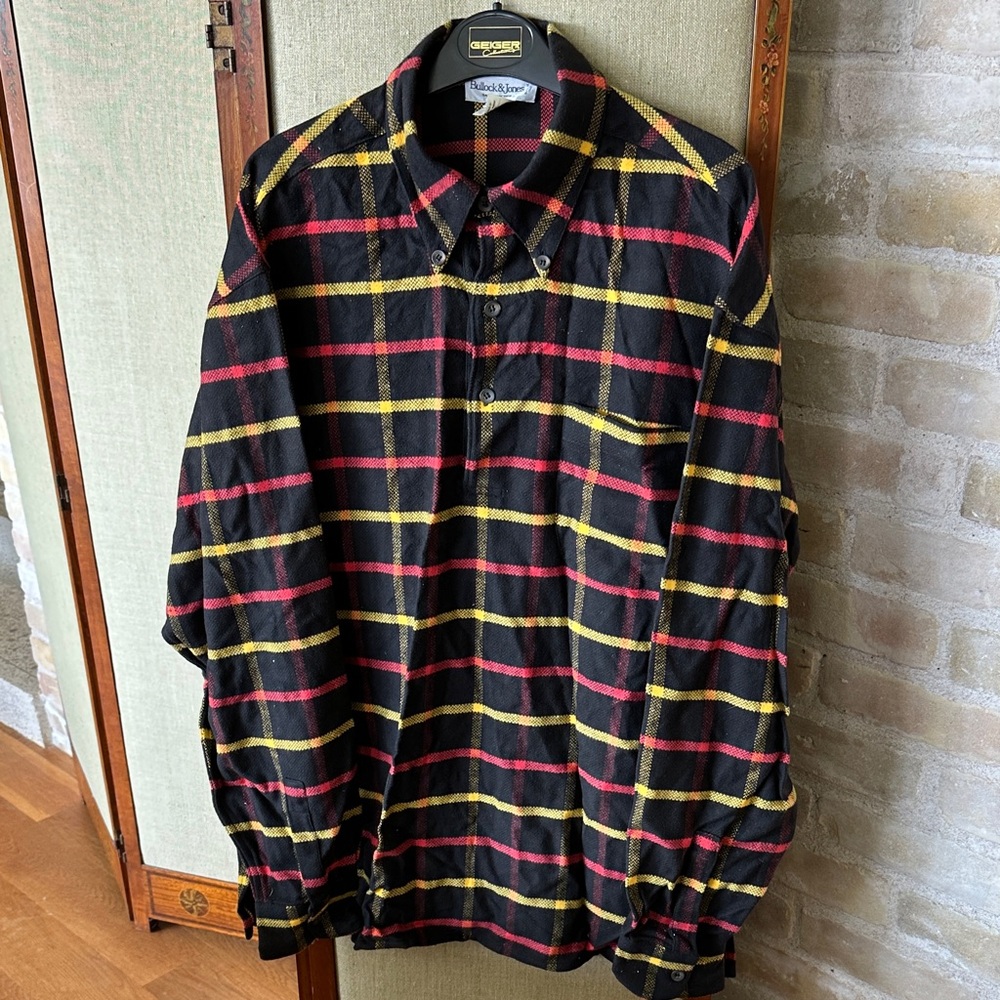 Men’s “Bullock and Jones San Francisco” Size L Flannel Plaid Button-Up Pullover